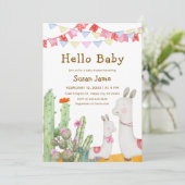 Hallo Baby Desert Cactus Llama Fiesta Baby shower Kaart (Staand voorkant)