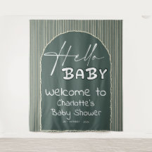Hallo Baby Donkergroene Strepen Baby Shower Achter