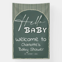 Hallo Baby Donkergroene Strepen Baby Shower