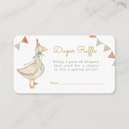 Hallo Baby Duck Speelgoed Baby shower Luier Raffle Informatiekaartje (Voorkant)