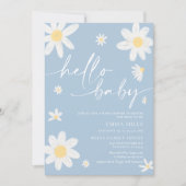 Hallo Baby Dusty Blue Daisy Baby shower Kaart (Voorkant)