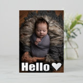 Hallo Baby Echt zilveren fotocollage Folie Uitnodiging (Staand Voorkant)