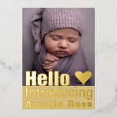 Hallo Baby Echte Gouden Fotocollage Folie Uitnodiging (Voorkant)