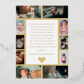 Hallo Baby Echte Gouden Fotocollage Folie Uitnodiging (Achterkant)