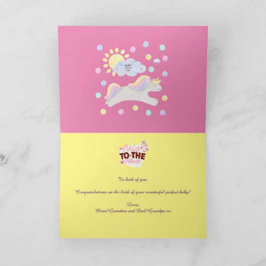 Hallo Baby Eenhoorn Ontwerp Kaart (Binnen)