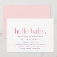 Hallo Baby | Eenvoudig Hart Roze Meisje Baby showe