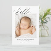 Hallo Baby Eenvoudige moderne kalligrafie Aankondiging (Staand voorkant)
