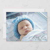 Hallo Baby Eenvoudige Script Foto Geboorte Aankond Aankondiging (Voorkant)