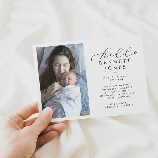 Hallo Baby Eenvoudige Script Foto Geboorte Aankond Aankondiging