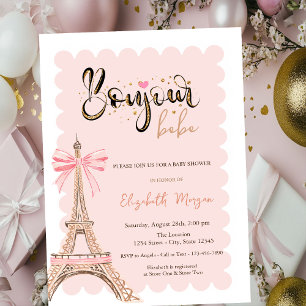 Hallo Baby Eiffeltoren Strik Streepjes Baby Shower Kaart