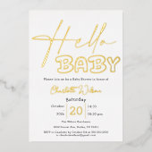 Hallo Baby Elegant Baby shower Folie Uitnodiging (Voorkant)