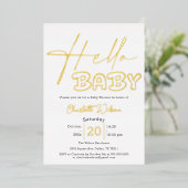 Hallo Baby Elegant Baby shower Folie Uitnodiging (Staand Voorkant)