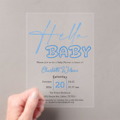 Hallo Baby Elegant blauw Baby shower Acryl Uitnodigingen (Insitu (Draagbaar))