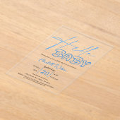 Hallo Baby Elegant blauw Baby shower Acryl Uitnodigingen (Laagn)