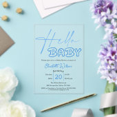 Hallo Baby Elegant blauw Baby shower Acryl Uitnodigingen (Insitu (Huwelijk))