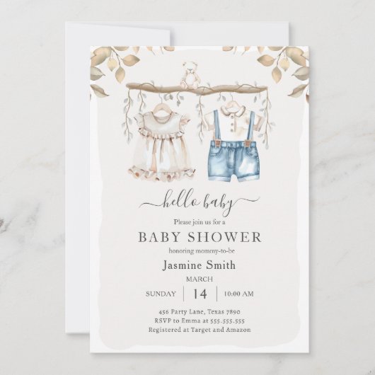Hallo Baby Elegant Boho Kleding Baby shower Kaart (Voorkant)