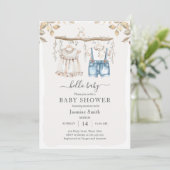 Hallo Baby Elegant Boho Kleding Baby shower Kaart (Staand voorkant)
