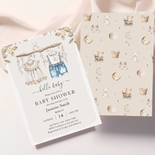Hallo Baby Elegant Boho Kleding Baby shower Kaart