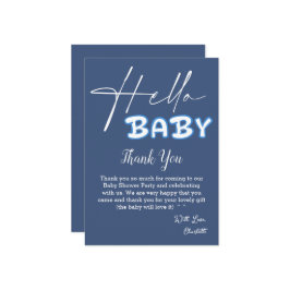 Hallo Baby Elegant donkerblauw Baby shower Bedankkaart
