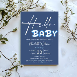 Hallo Baby Elegant donkerblauw Baby shower Kaart