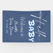 Hallo Baby Elegant donkerblauw Baby shower Spandoek (Horizontaal)