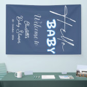 Hallo Baby Elegant donkerblauw Baby shower Spandoek (Beurs)