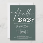 Hallo Baby Elegant donkergroen Baby shower Kaart (Voorkant)