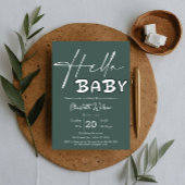 Hallo Baby Elegant donkergroen Baby shower Kaart