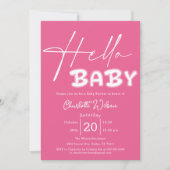 Hallo Baby Elegant donkerroze Baby shower Kaart (Voorkant)