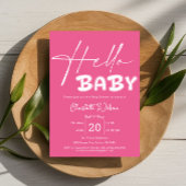 Hallo Baby Elegant donkerroze Baby shower Kaart