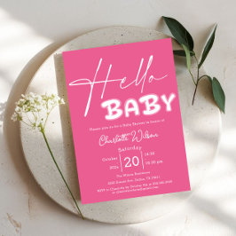Hallo Baby Elegant donkerroze Baby shower Kaart