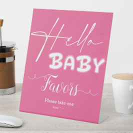 Hallo Baby Elegant donkerroze Baby shower Reclamebord Met Voetstuk