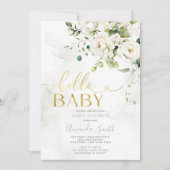 Hallo Baby Elegant groen wit bloemengoud Kaart (Voorkant)