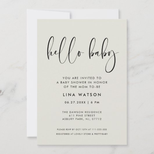 Hallo Baby Elegant & modern licht salie groen Kaart (Voorkant)