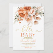 Hallo Baby Elegant Oranje Bloemen Baby shower Kaart (Voorkant)