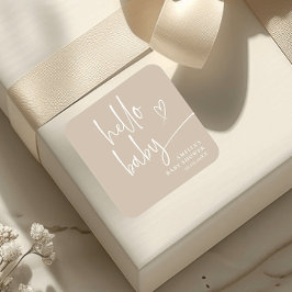 Hallo Baby Elegant script modern minimalistisch Vierkante Sticker