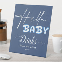 Hallo Baby Elegante Donkerblauwe Baby Shower Drank