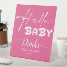 Hallo Baby Elegante Donkerroze Baby Shower Dranken