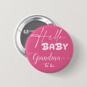 Hallo Baby Elegante Donkerroze Oma-in-spe Ronde Button 5,7 Cm