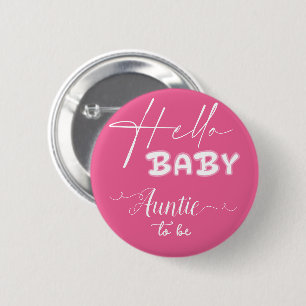 Hallo Baby Elegante Donkerroze Tante-in-spe Ronde Button 5,7 Cm