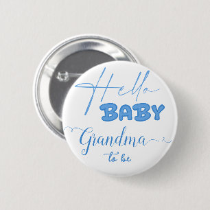 Hallo Baby Elegante Oceaanblauw Oma-in-spe Ronde Button 5,7 Cm