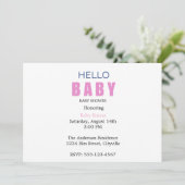 Hallo Baby Emma Shower Uitnodiging (Staand voorkant)