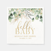 Hallo Baby Eucalyptus groen blad & goud Servet (Voorkant)