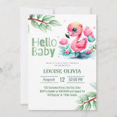 Hallo Baby Flamingo Eucalyptus Baby shower Kaart (Voorkant)