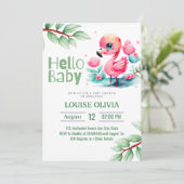 Hallo Baby Flamingo Eucalyptus Baby shower Kaart (Staand voorkant)