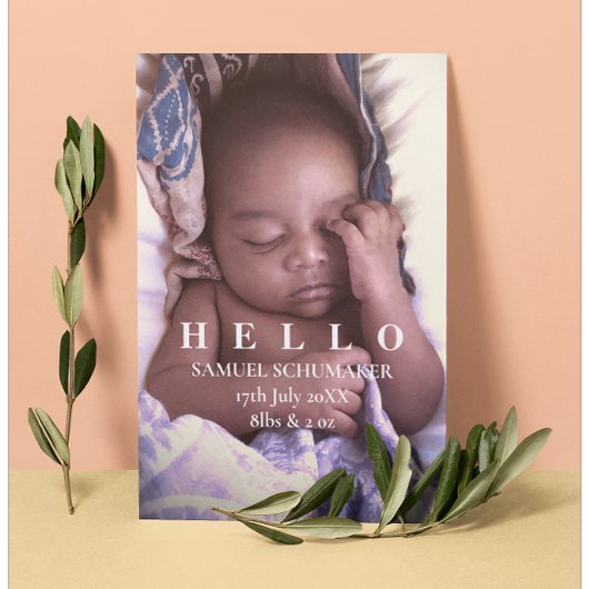 Hallo Baby Flat Aankondiging Kaart