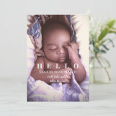 Hallo Baby Flat Aankondiging Kaart (Staand voorkant)