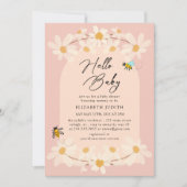 Hallo Baby Floral Daisy Bees Baby shower Kaart (Voorkant)