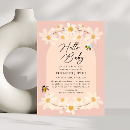 Hallo Baby Floral Daisy Bees Baby shower Kaart