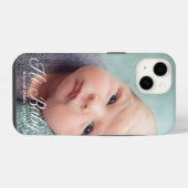 Hallo Baby Foto Chic Witte Script Aangepaste Pasge iPhone Hoesje (Achterkant horizontaal)